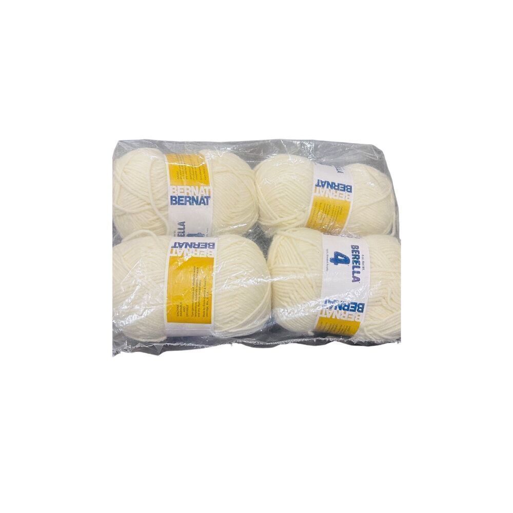 Berella by Bernat 4 Knitting Worsted Gauge Yarn Natural 4oz 4pc acrylic col8940